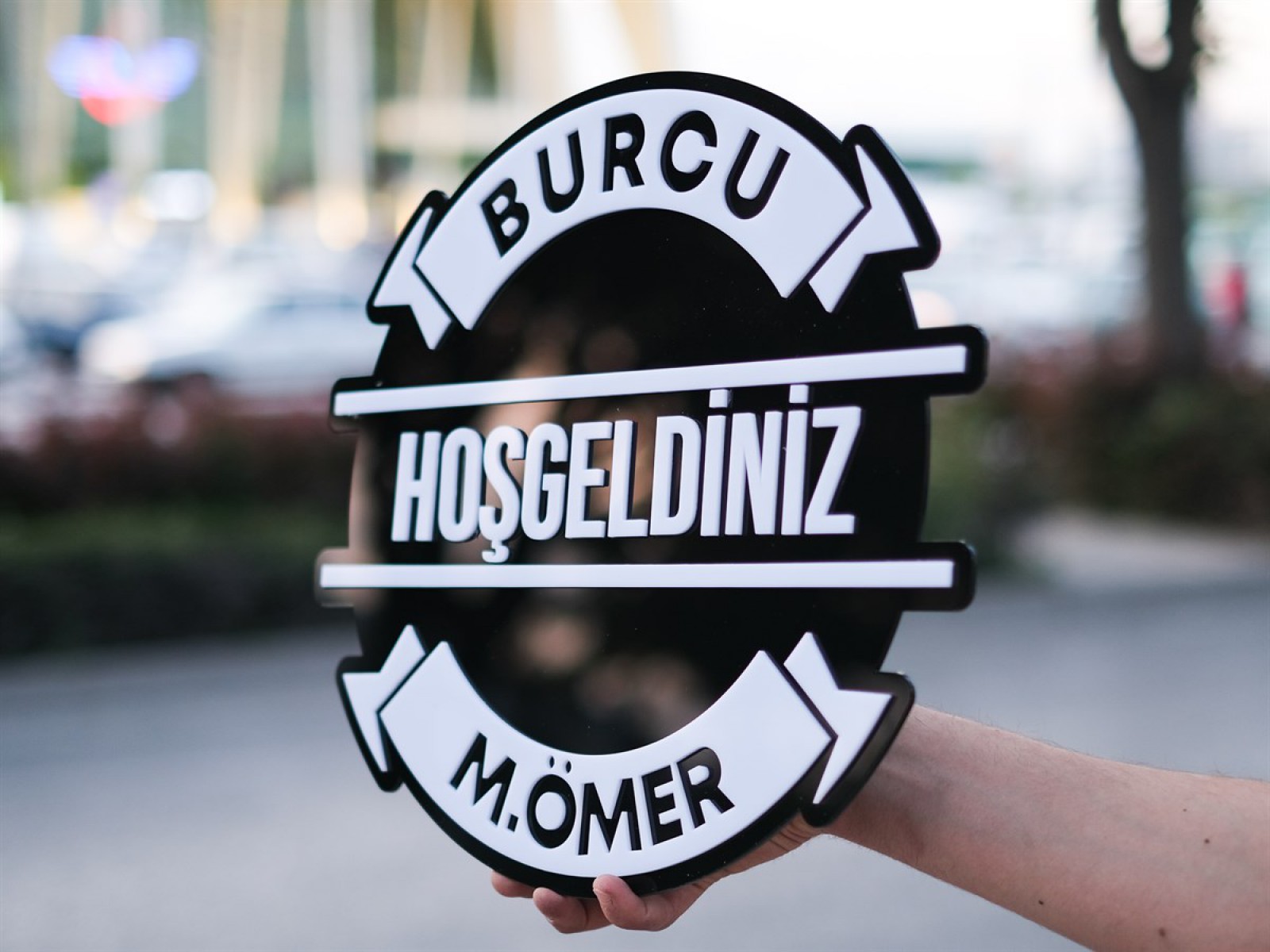 3D Siyah&Beyaz İsimli Pleksi Kapı Süsü 3D Siyah&Beyaz İsimli Pleksi Kapı Süsü