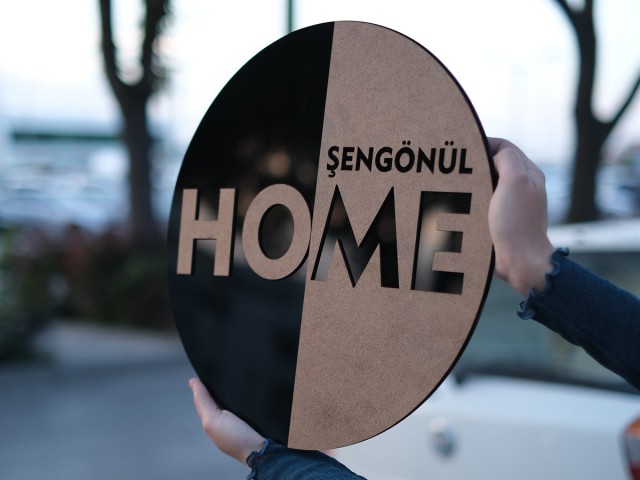 3D Ham&Pleksi HOME Kapı Süsü