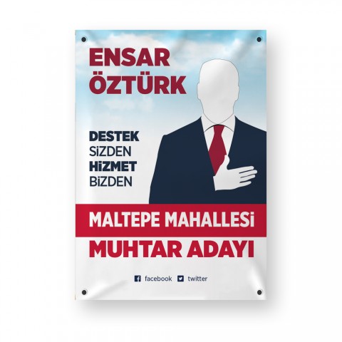 Muhtarlık Seçim Lamine Vinil Branda Baskı ( 70x100 CM ) 30 Adet