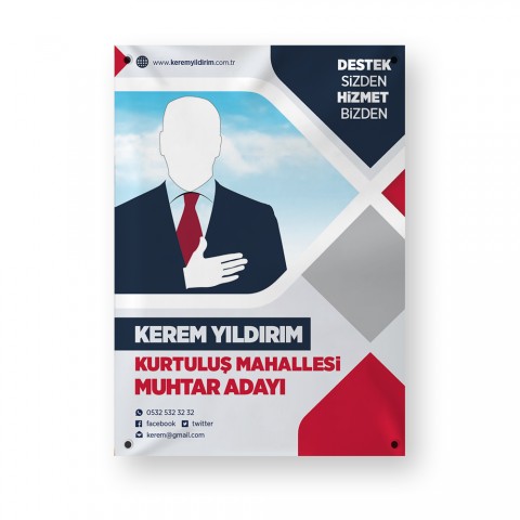 Muhtarlık Seçim Lamine Vinil Branda Baskı ( 70x100 CM )
